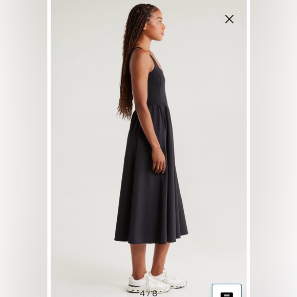 NWT- Zella Effortless Square Neck Midi Dress, Black, Small - Picture 3 of 12
